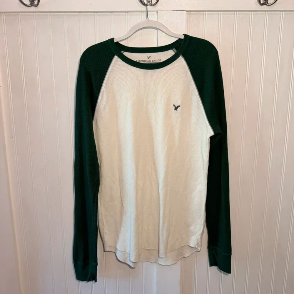 American Eagle shirt men’s xL Classic Fit Thermal waffle knit Y2K preppy